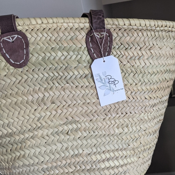 Straw Bag French Market Style Basket Beach Tote - Picture 5 of 5